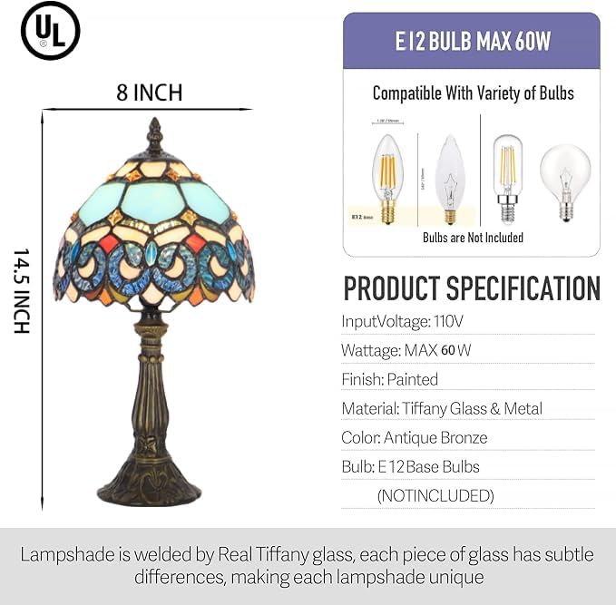 Small Tiffany Stained Glass Table Lamp