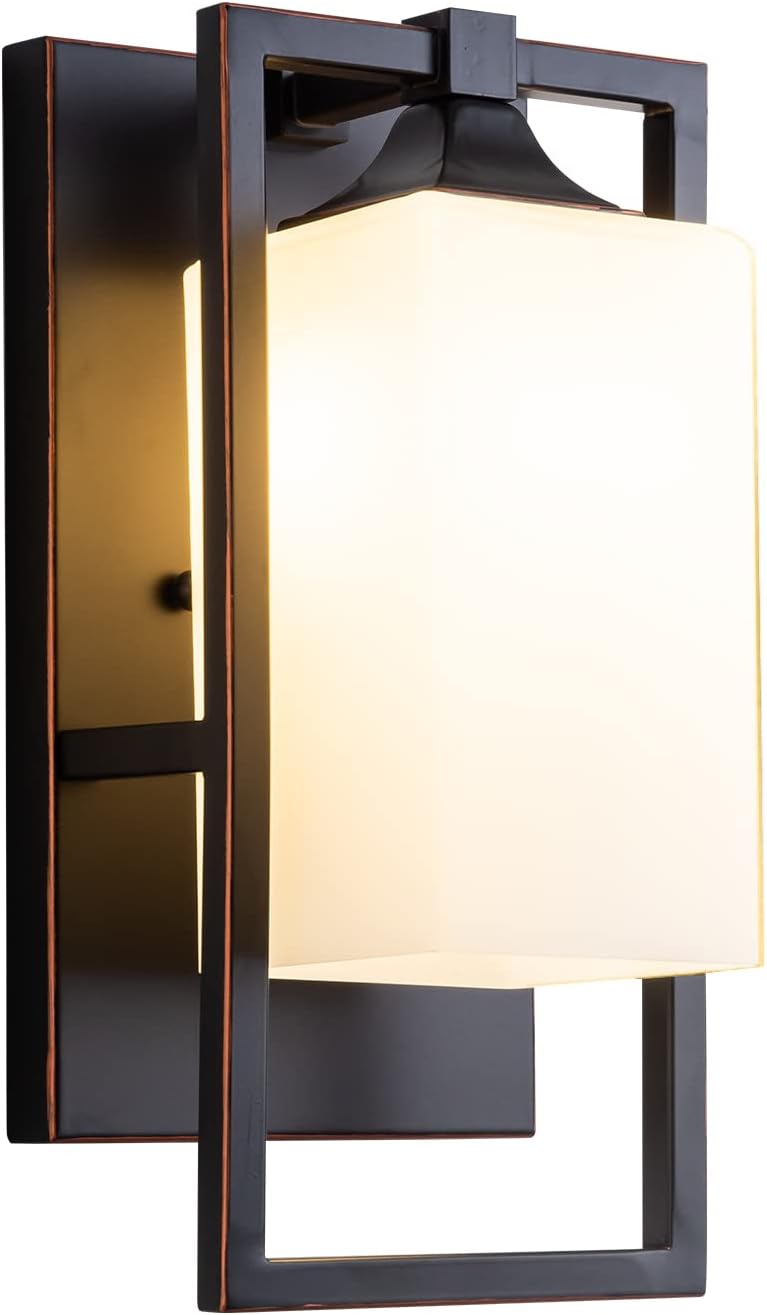 Bronze Vintage Milk Glass Wall Sconces