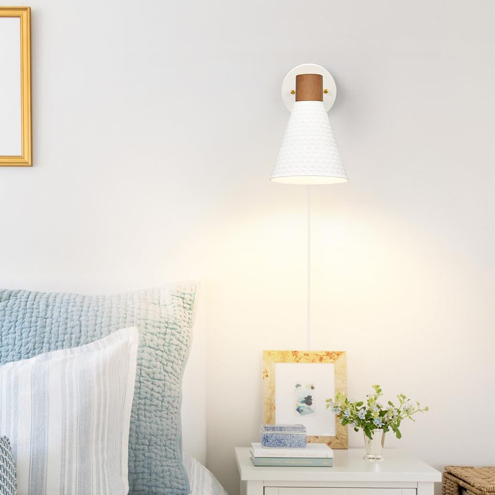 White Plug In Wall Sconces Set