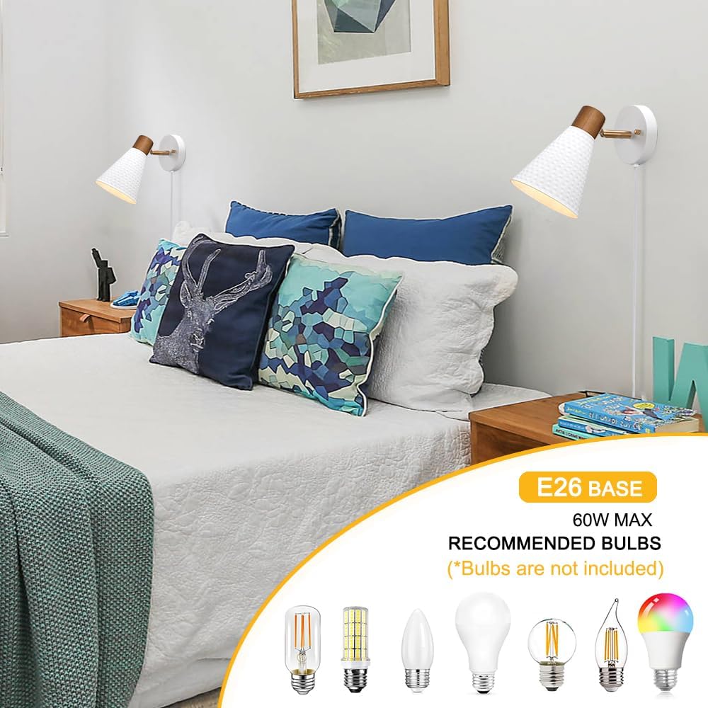 White Plug In Wall Sconces Set