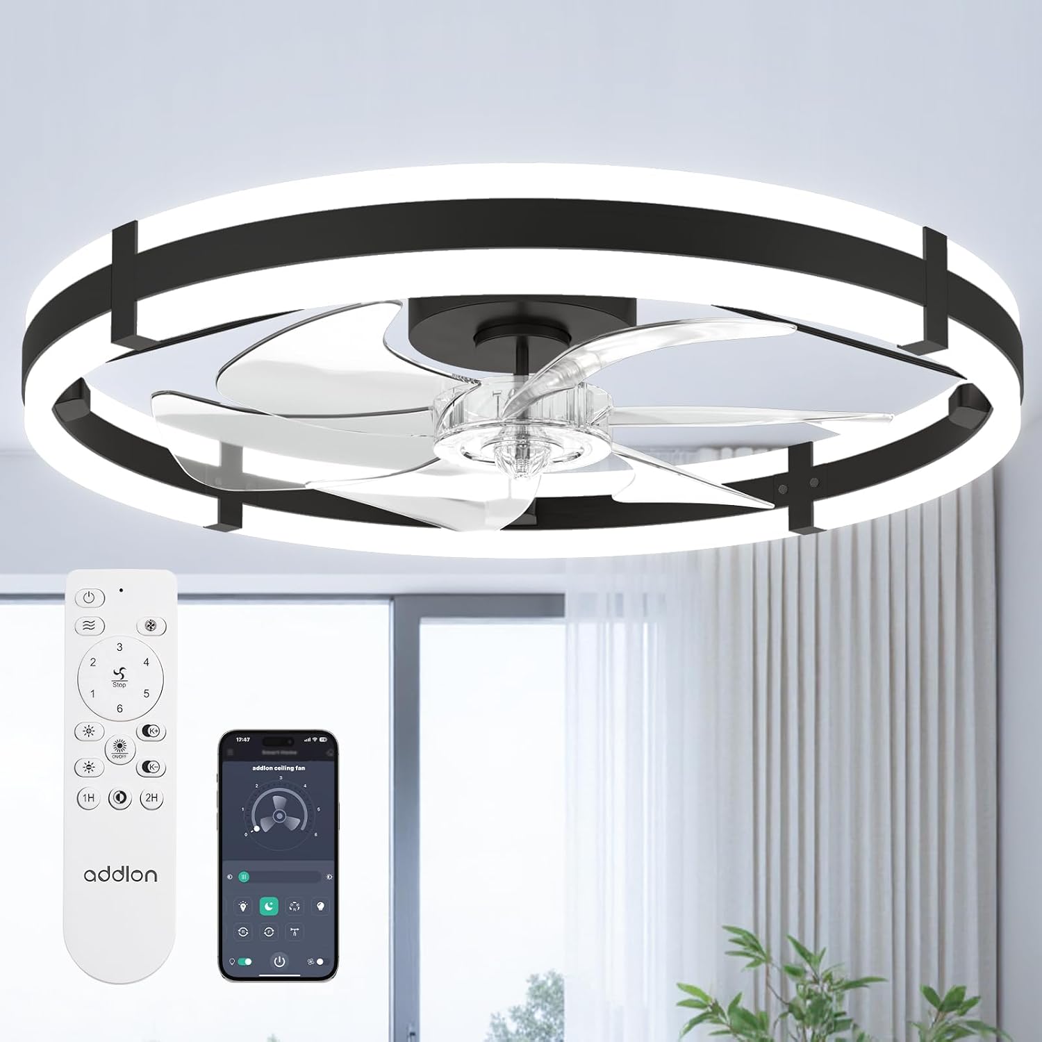 Black Low Profile Ceiling Fan Light
