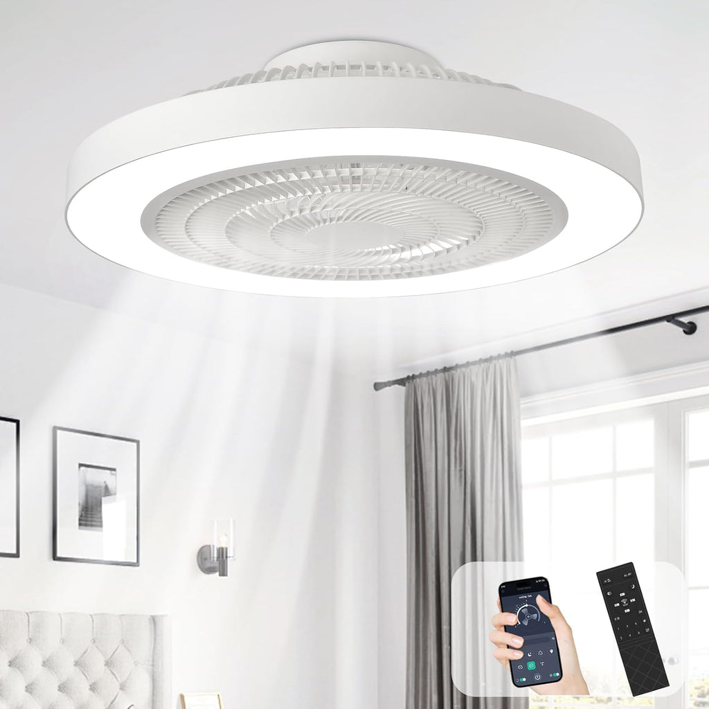 White Bladeless Ceiling Fan Light