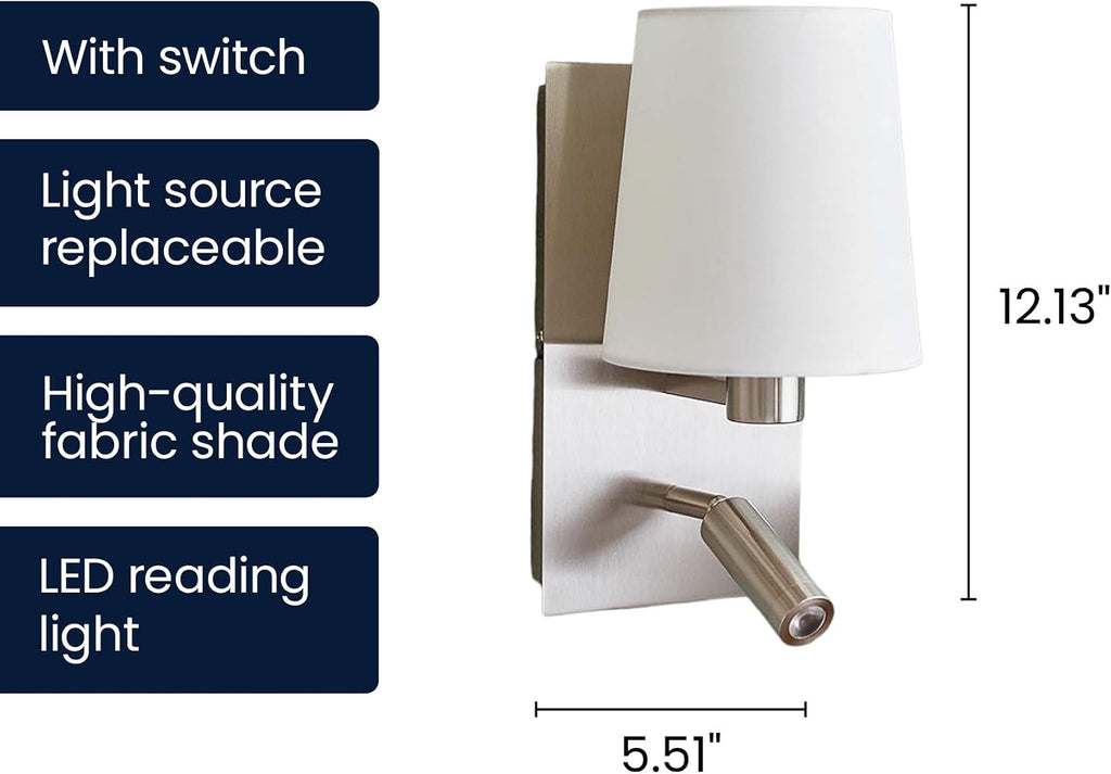 12.1" White Fabric Wall Sconce