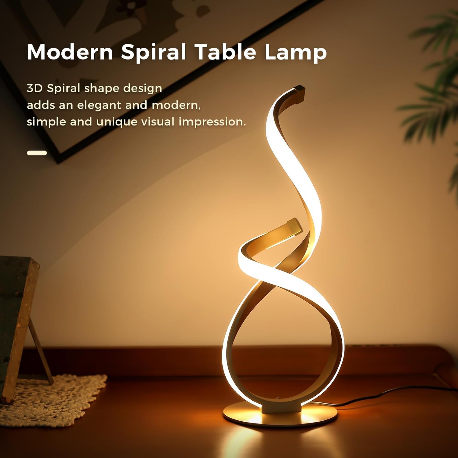 2 Pack Gold Spiral LED Table Lamp
