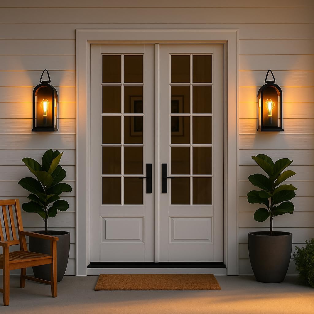 Brown Vintage Outdoor Wall Lanterns 2 Pack