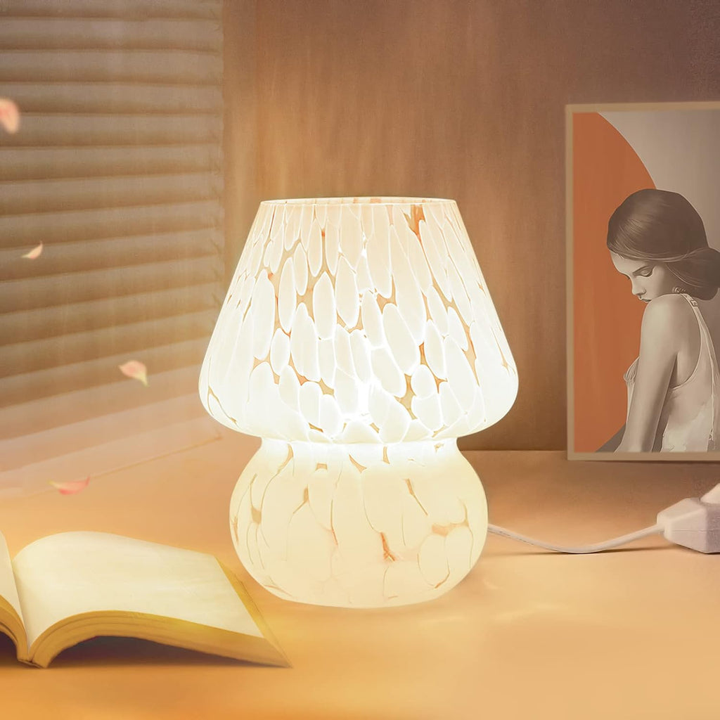 Glass Mushroom Table Lamp Set