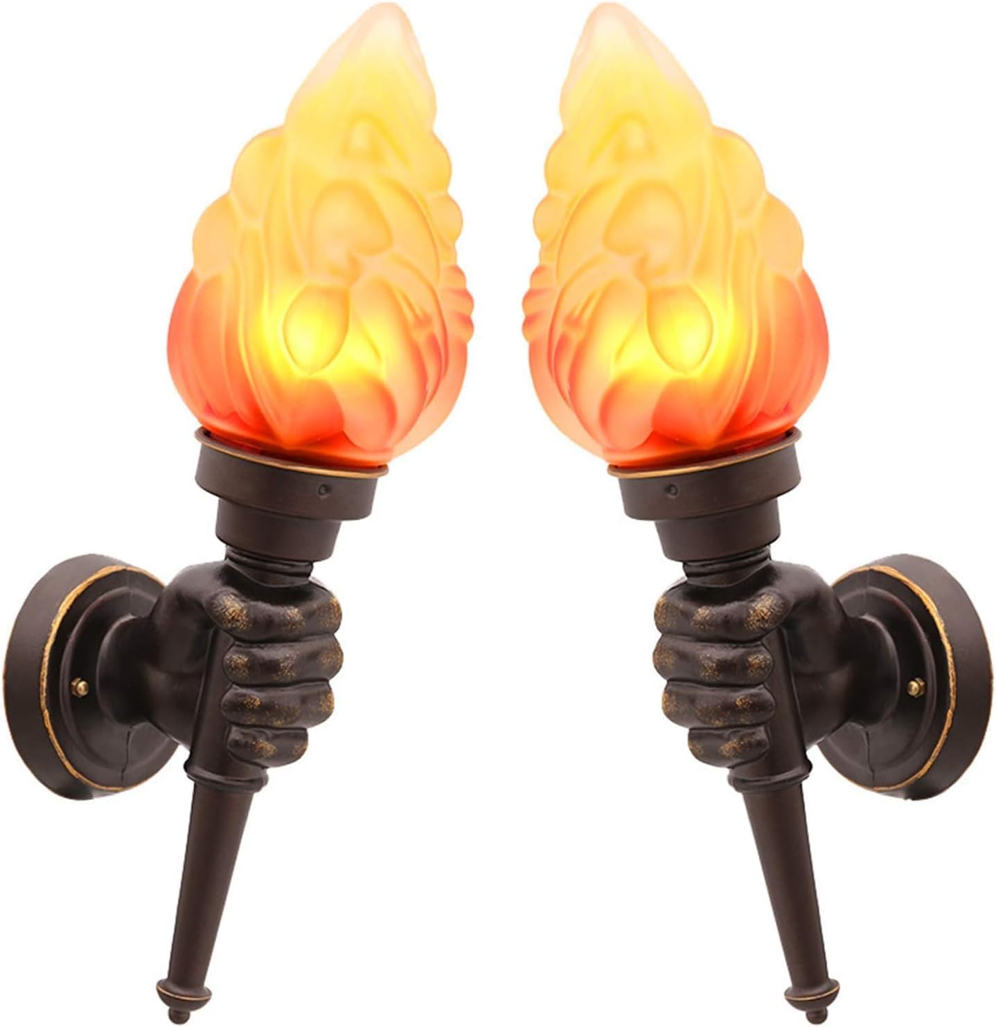 Bronze Torch Wall Sconces Set Of 2