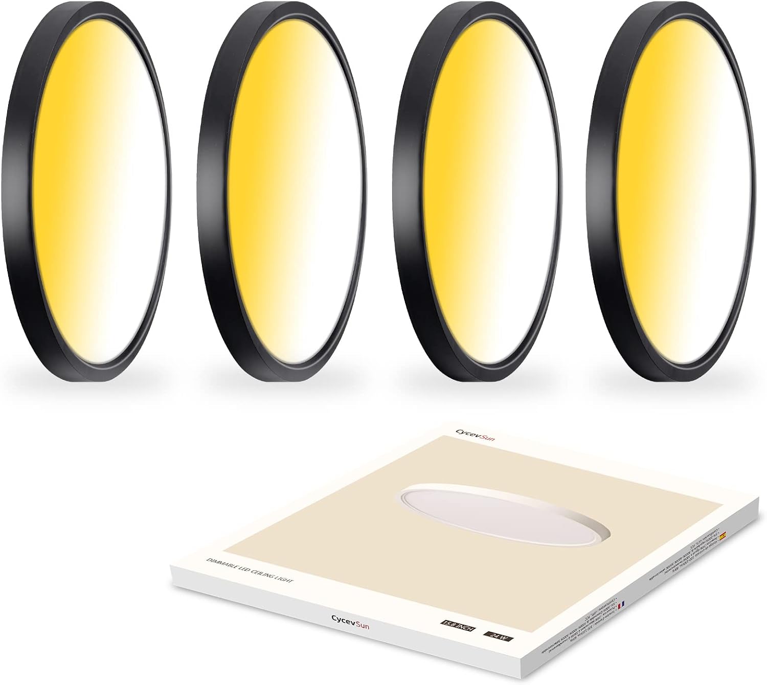 CycevSun Black LED Ceiling Light 4 Pack