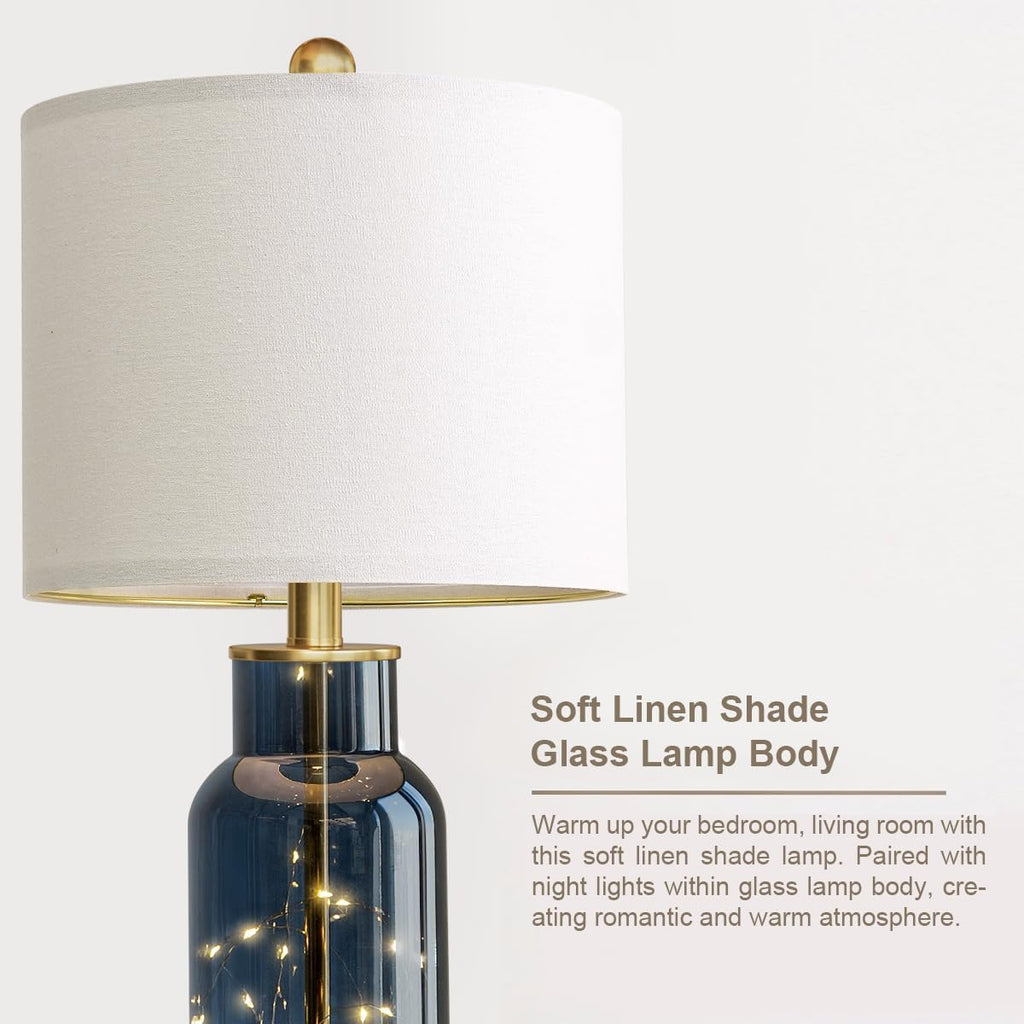 Oneach Blue Glass Table Lamps Set