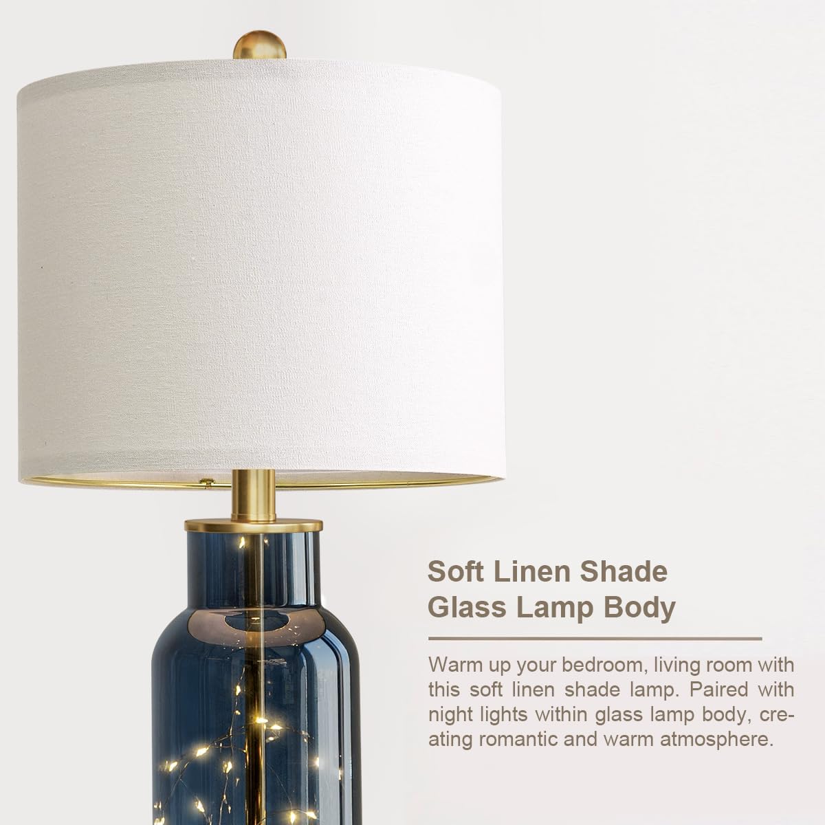Oneach Blue Glass Table Lamps Set