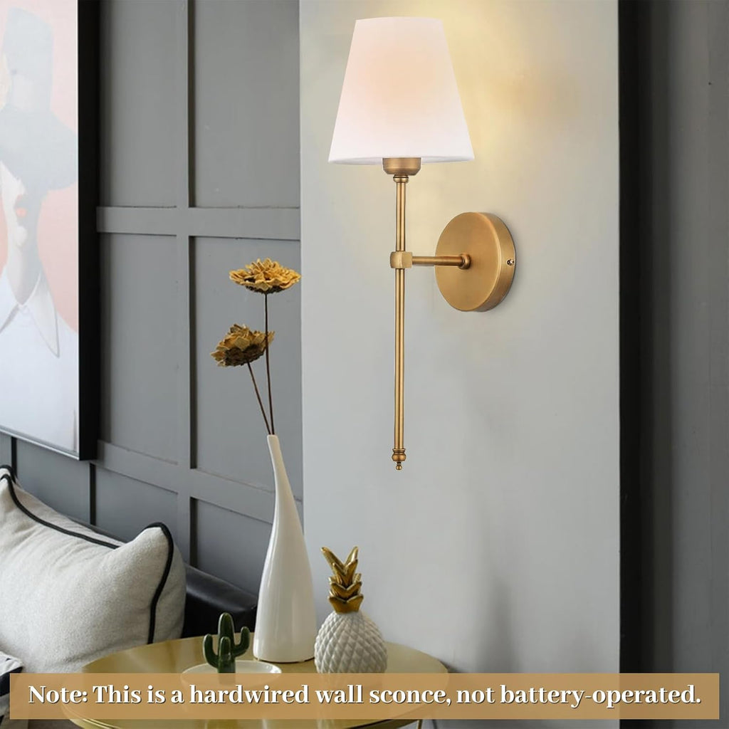 Classic Brushed Brass Wall Sconces Set
