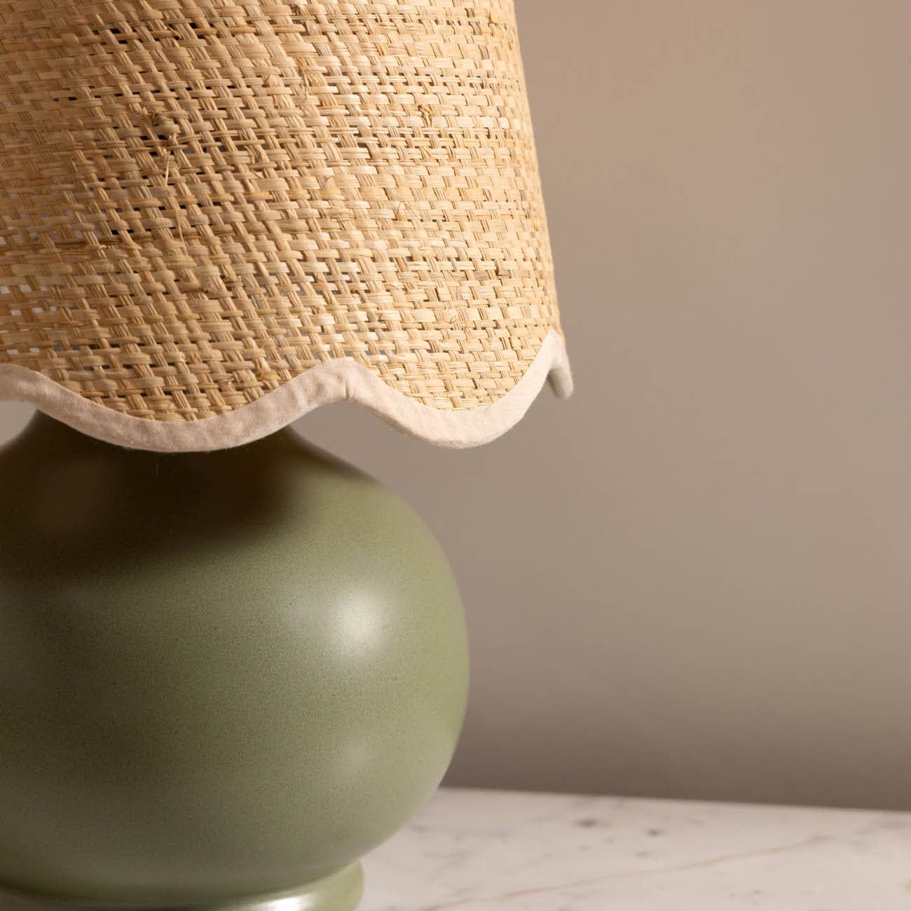Green Ceramic Fabric Shade Table Lamp