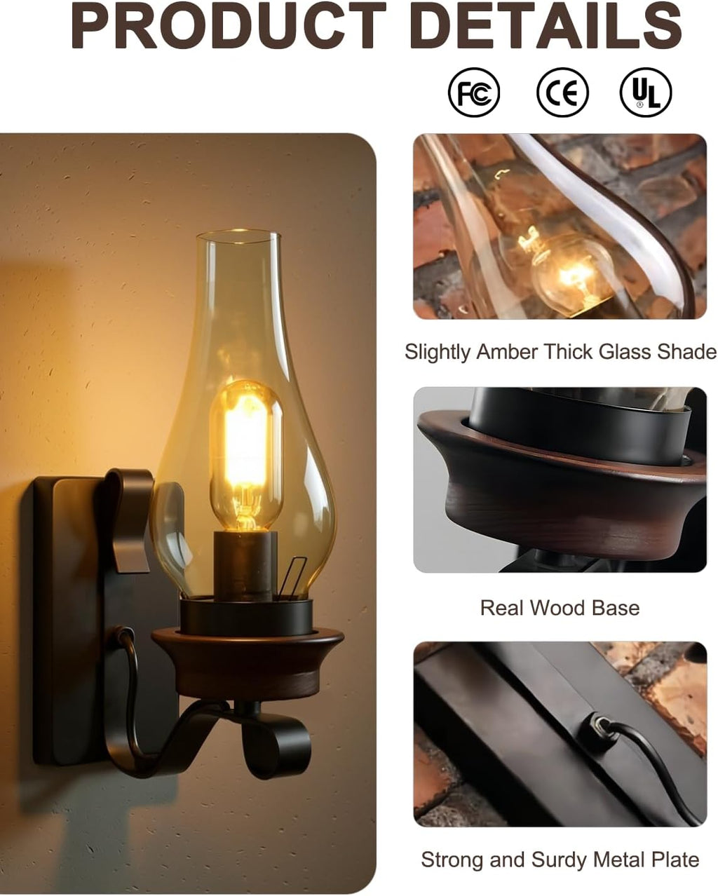 Rustic Glass Wall Sconces 2 Pack
