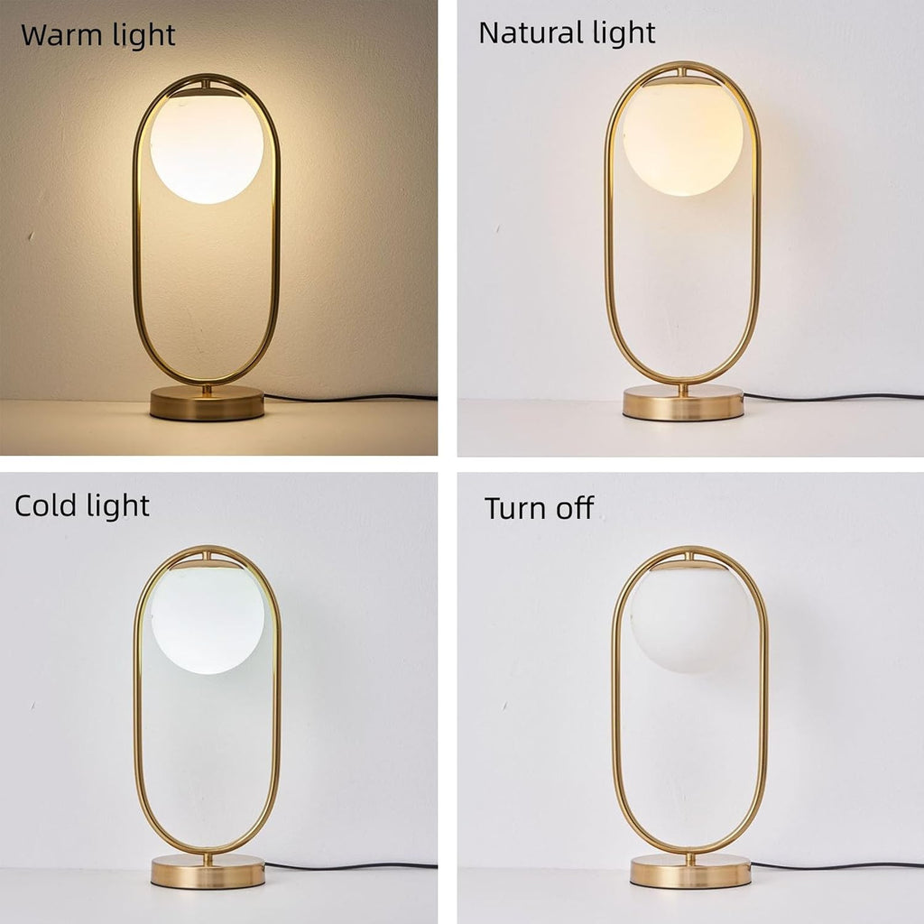 Gold Table Lamp With White Glass Shade