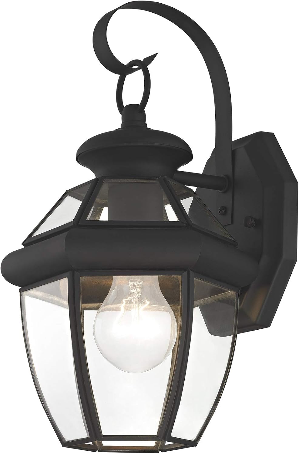Livex Black Brass Outdoor Wall Lantern