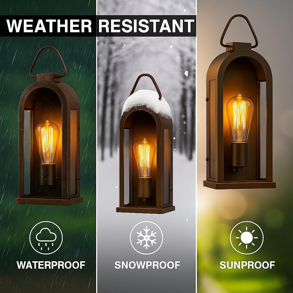 Brown Vintage Outdoor Wall Lanterns 2 Pack