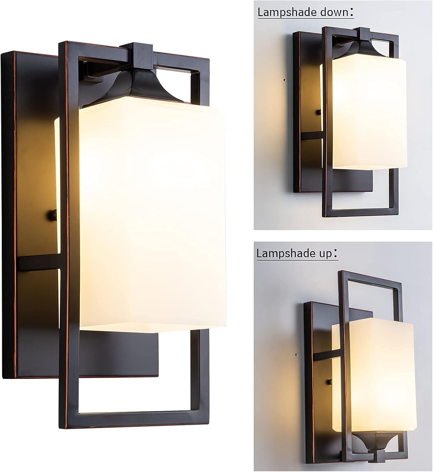 Bronze Vintage Milk Glass Wall Sconces