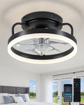 12IN Black Bladeless Ceiling Fan Light