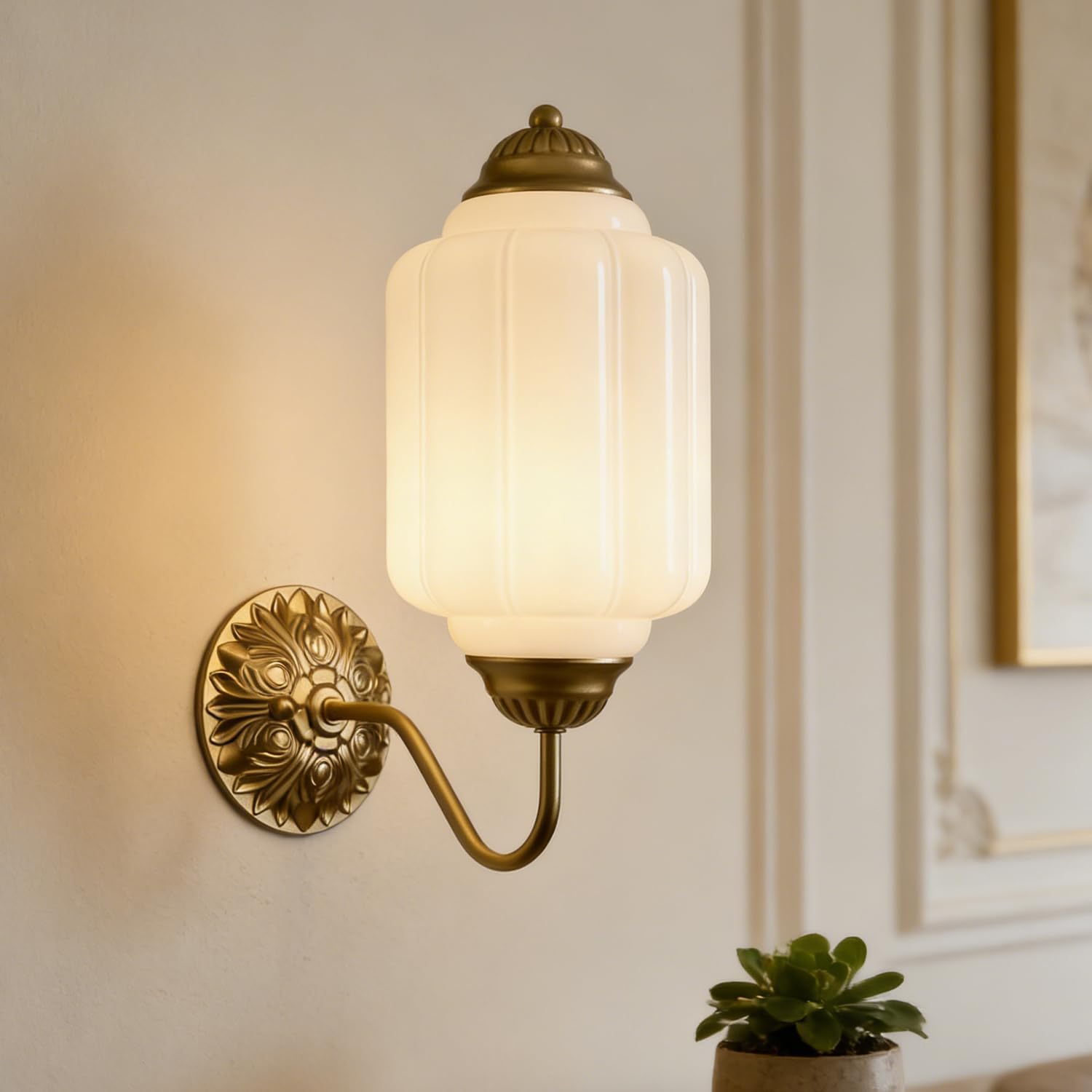 Vintage Milk Glass Wall Sconce