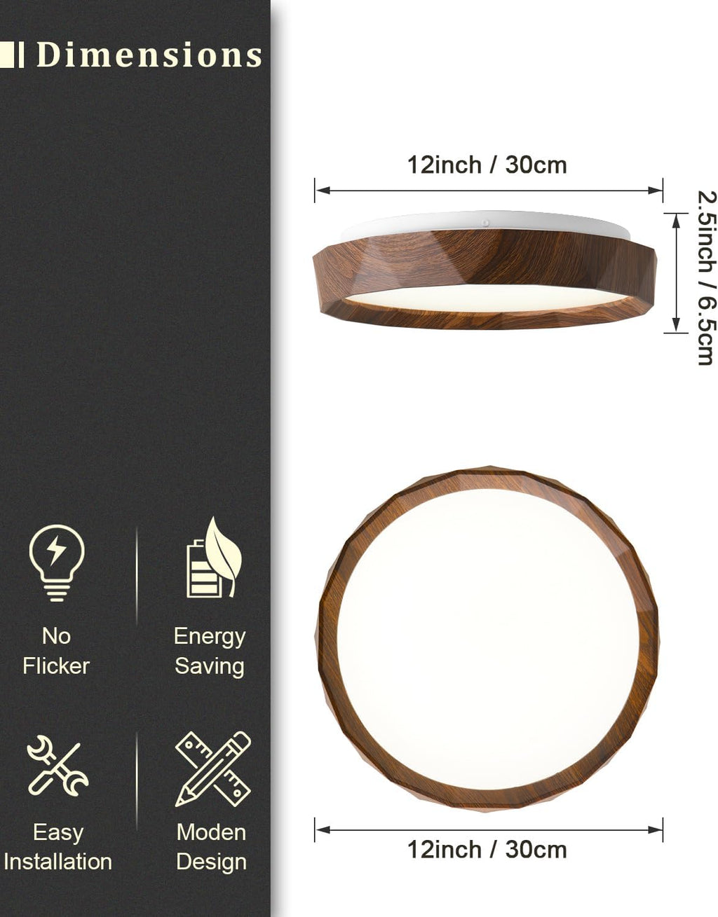 Wood Grain LED Ceiling Light