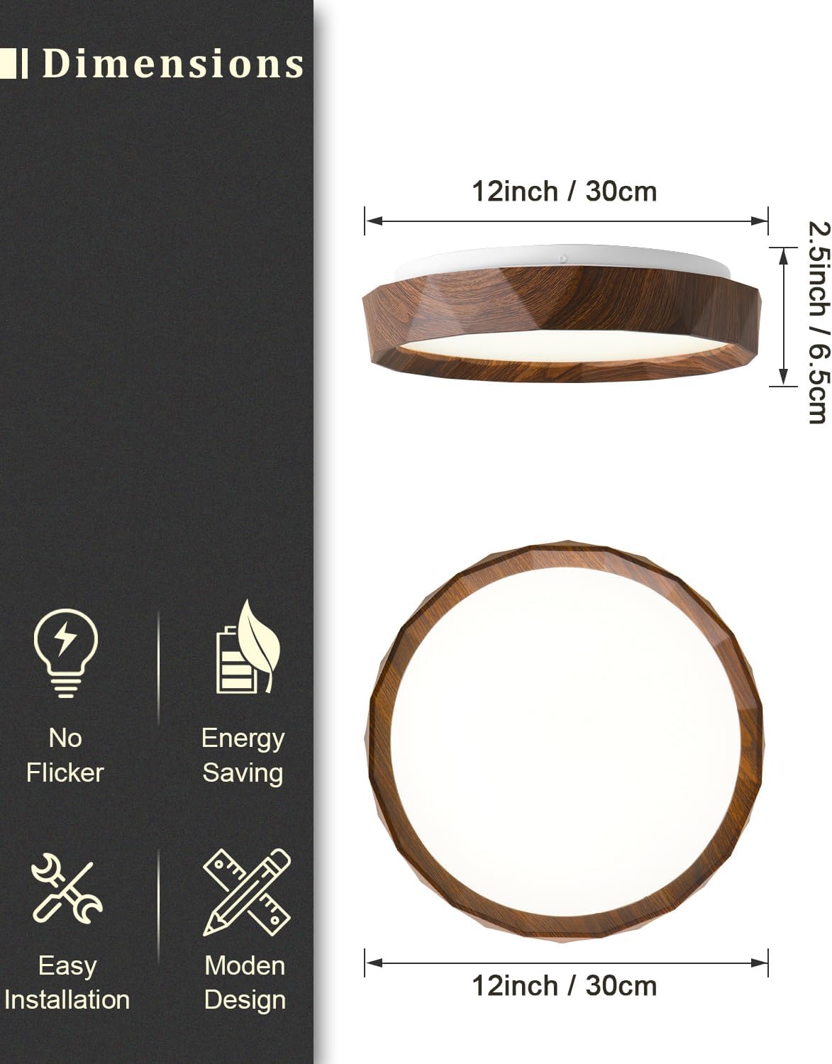 Wood Grain LED Ceiling Light