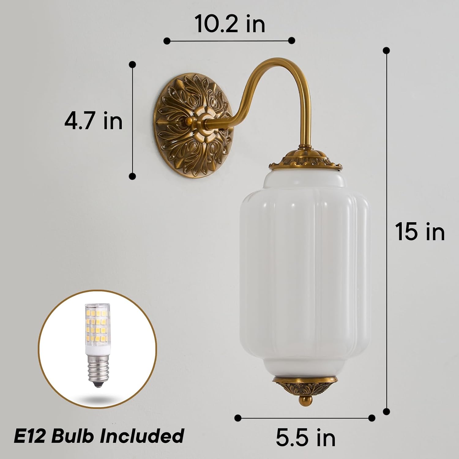 Vintage Milk Glass Wall Sconce