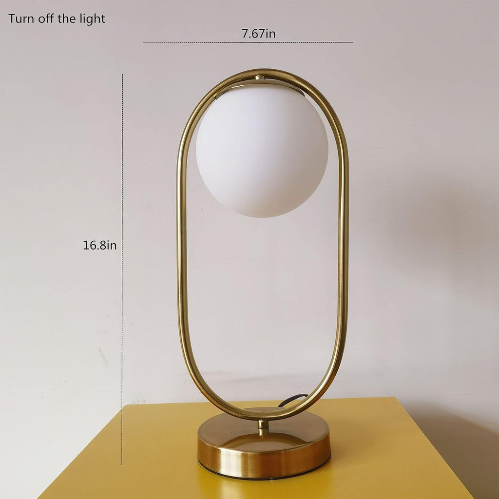 Gold Table Lamp With White Glass Shade