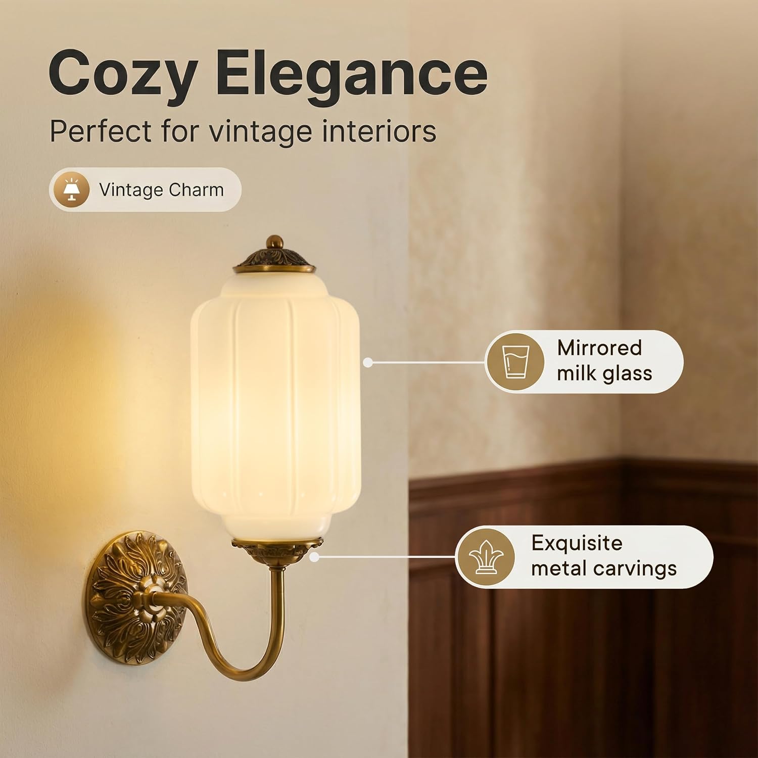 Vintage Milk Glass Wall Sconce