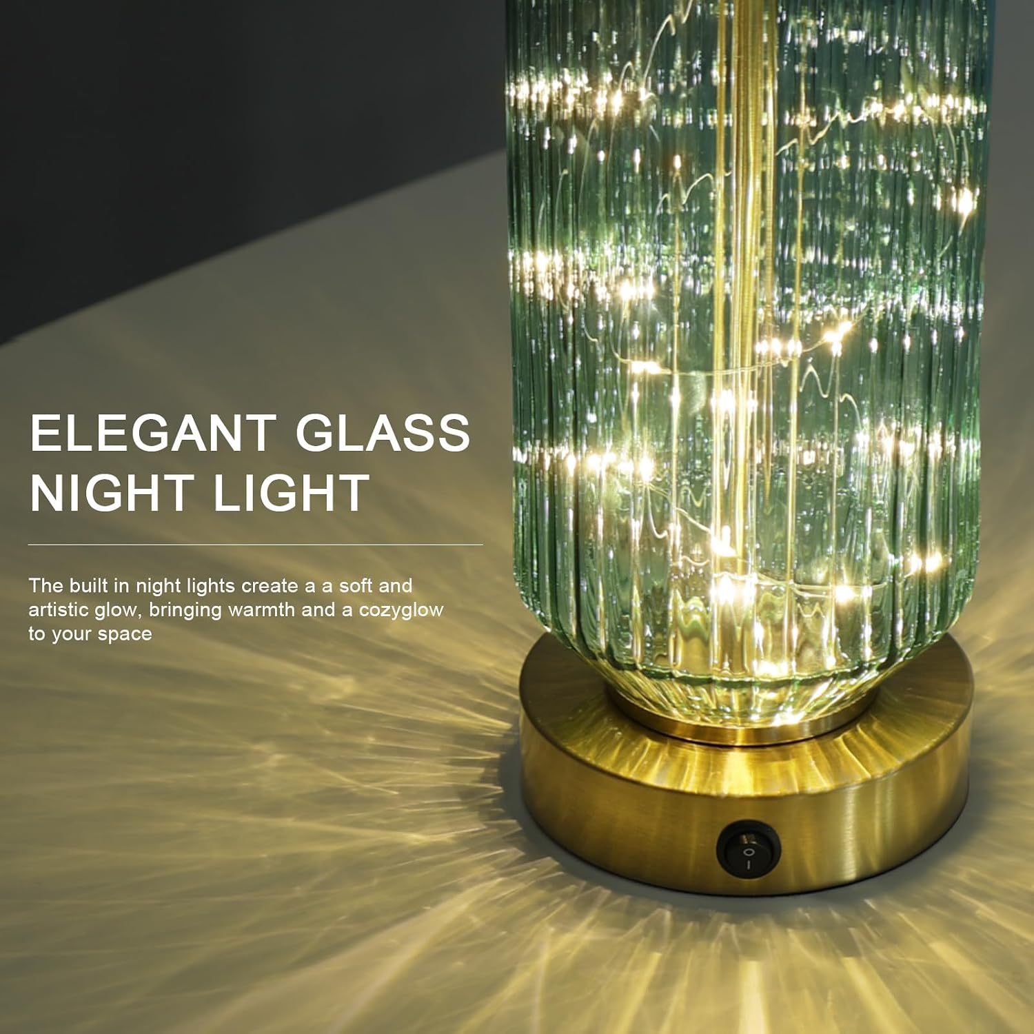 Green Glass Table Lamps Set
