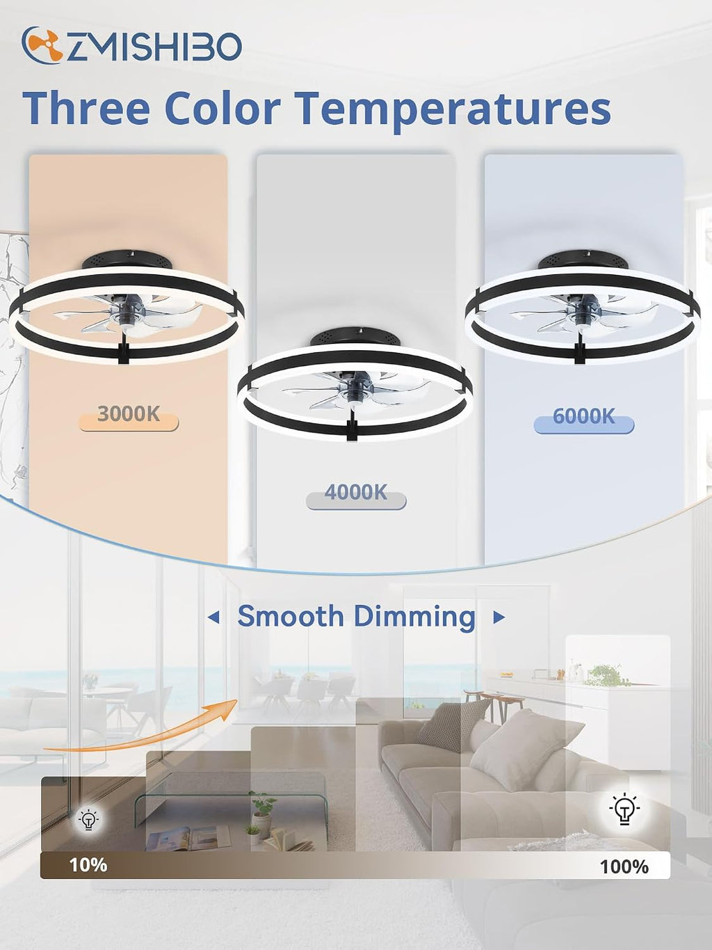 Black Low Profile Ceiling Fan Light