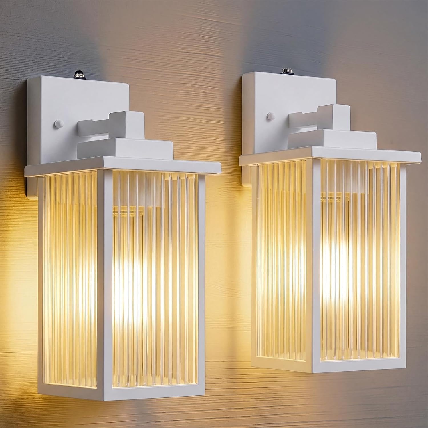 2 Pack 13 Inch White Outdoor Wall Lights