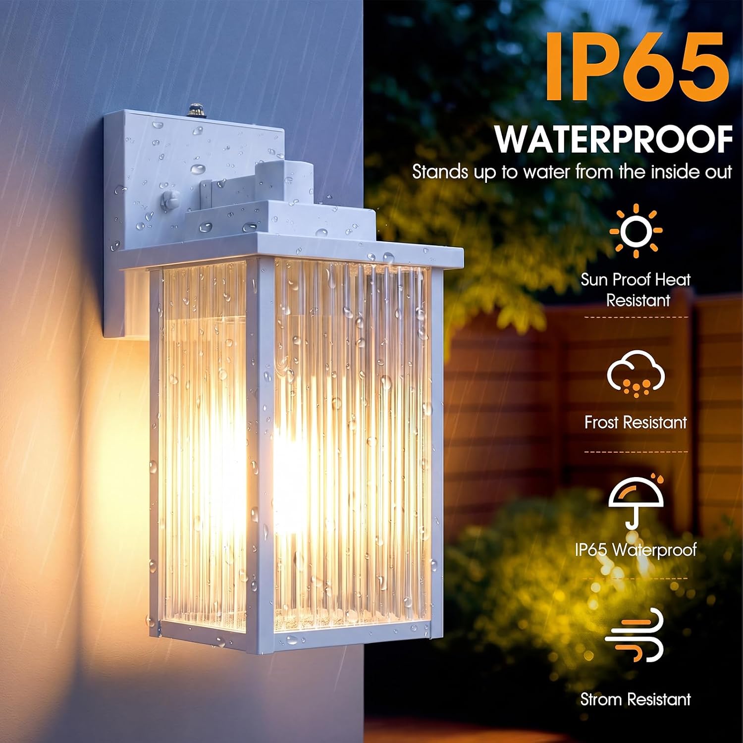 2 Pack 13 Inch White Outdoor Wall Lights