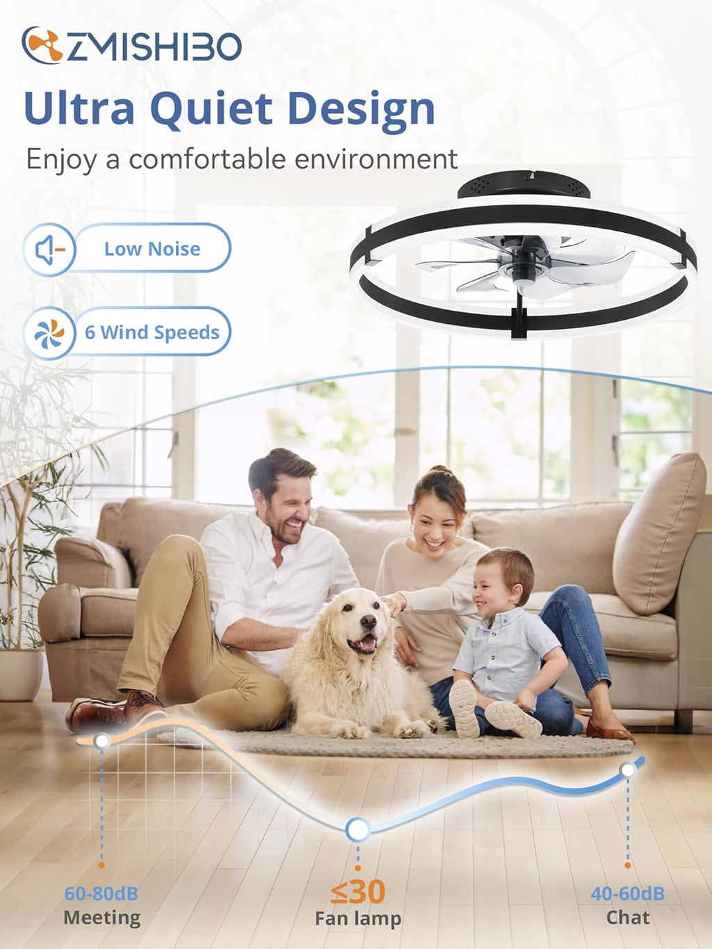 Black Low Profile Ceiling Fan Light