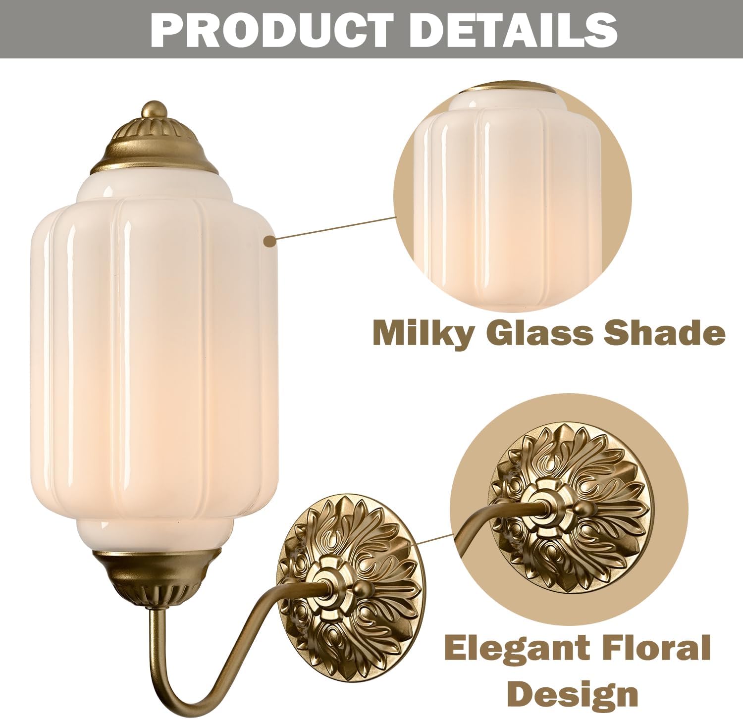 Vintage Milk Glass Wall Sconce