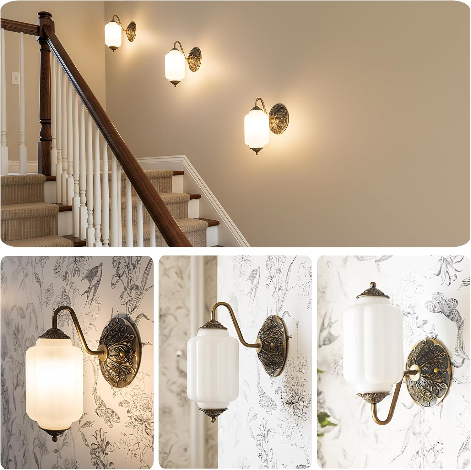 Gold Milk Glass Wall Sconce
