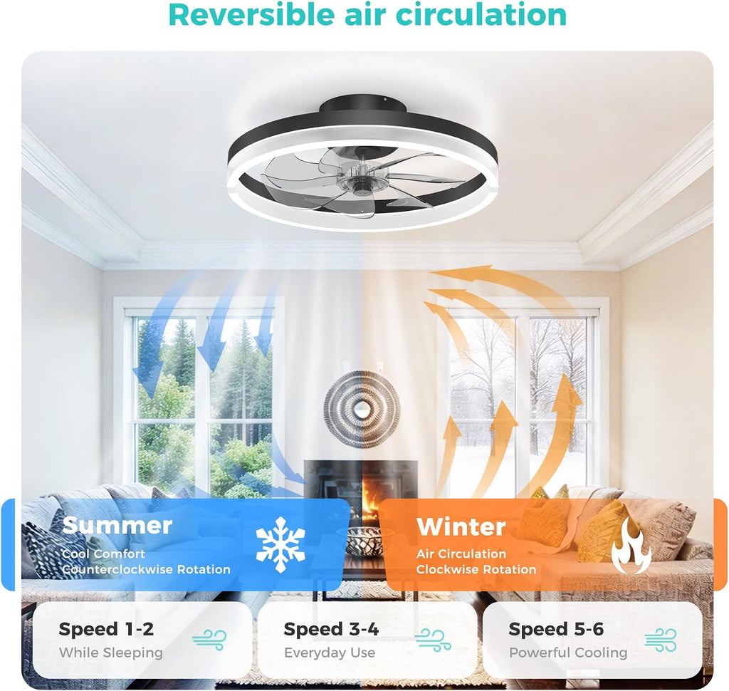 Black RGB Low Profile Ceiling Fan Light