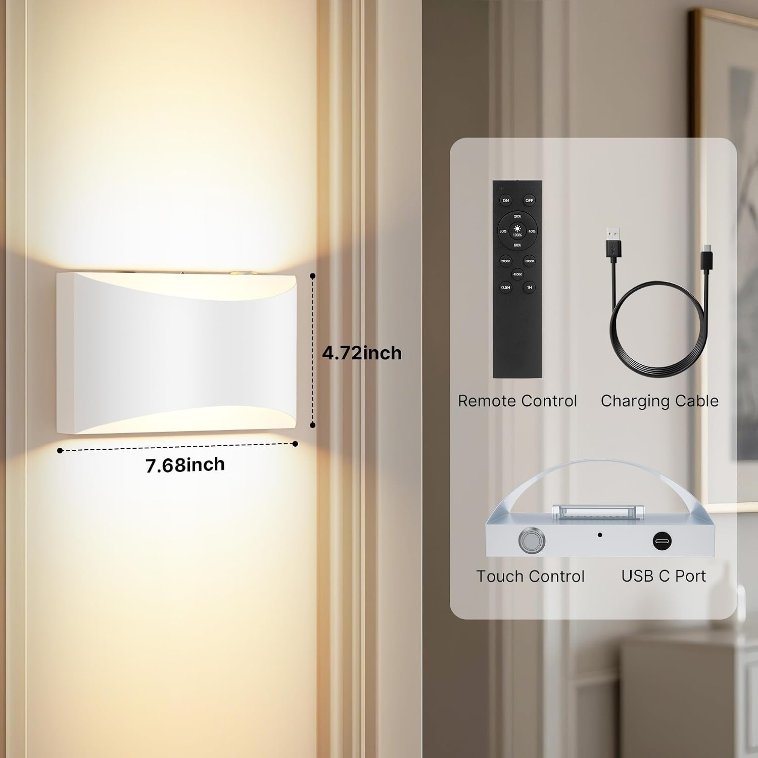 Rechargeable Wall Sconces Set