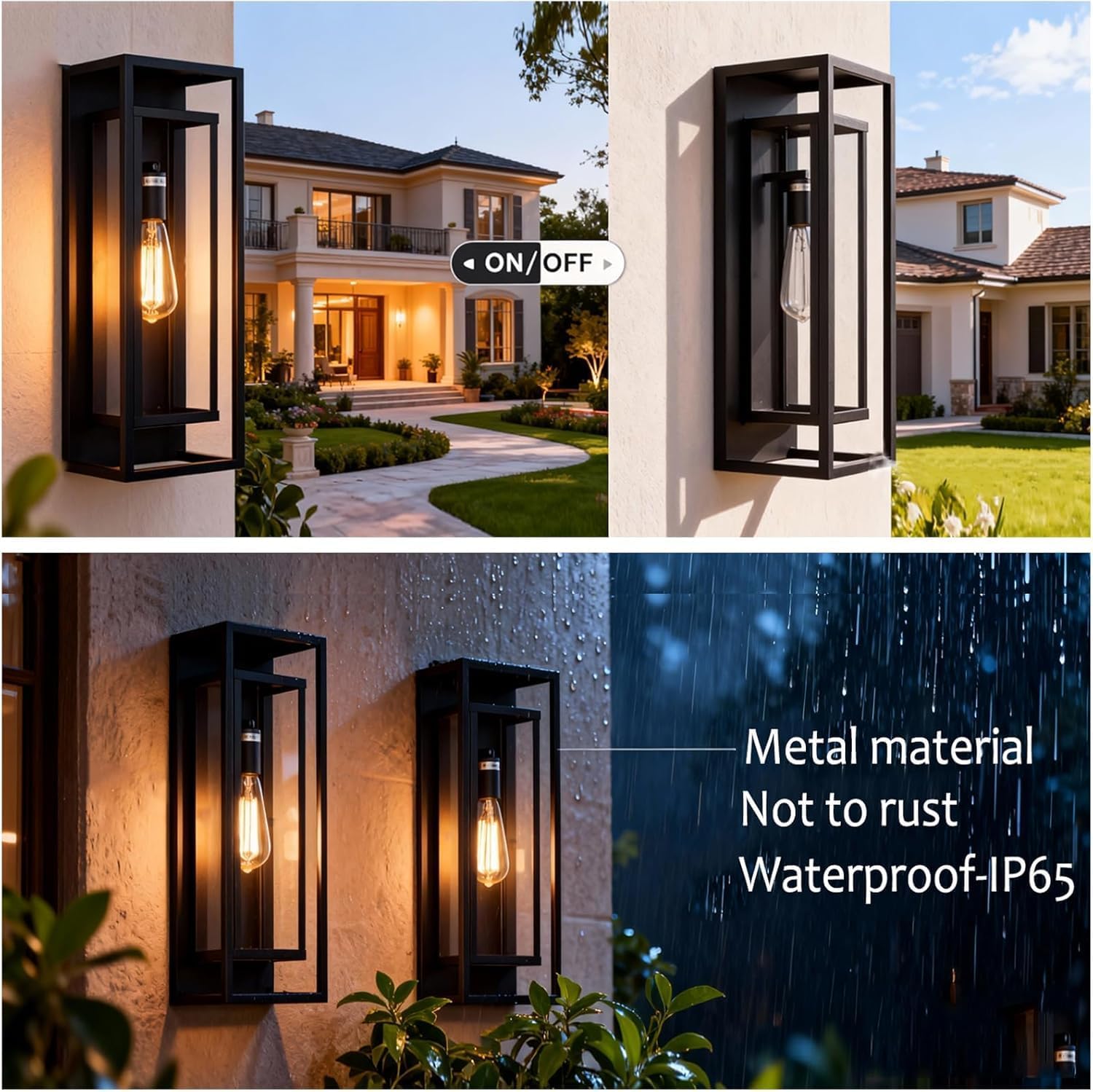 Matte Black Outdoor Wall Lanterns 4 Pack
