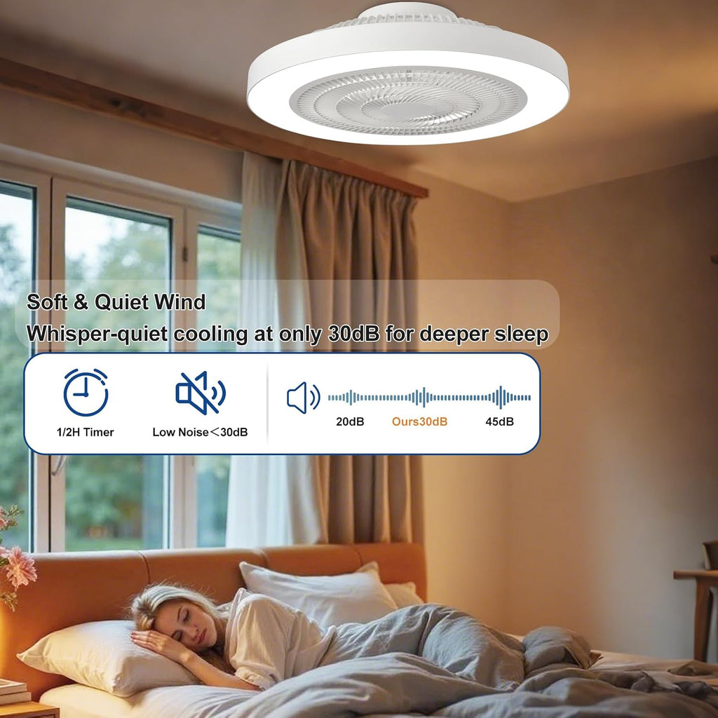 White Bladeless Ceiling Fan Light