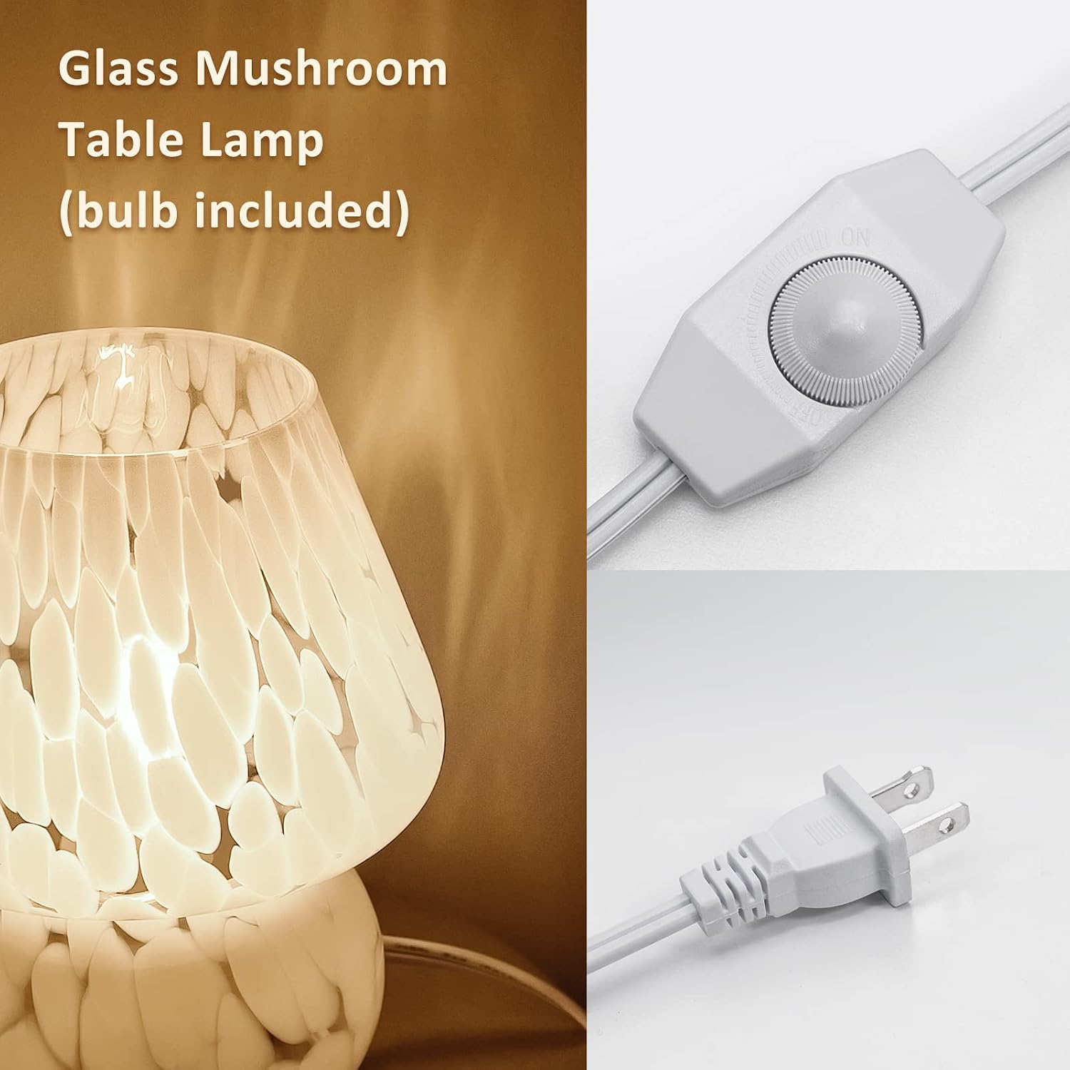 Glass Mushroom Table Lamp Set