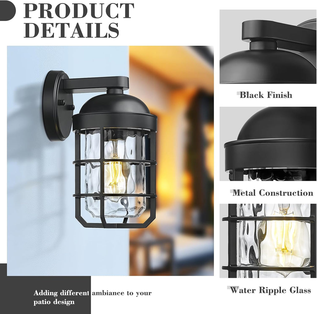 Black Cage Outdoor Wall Lantern