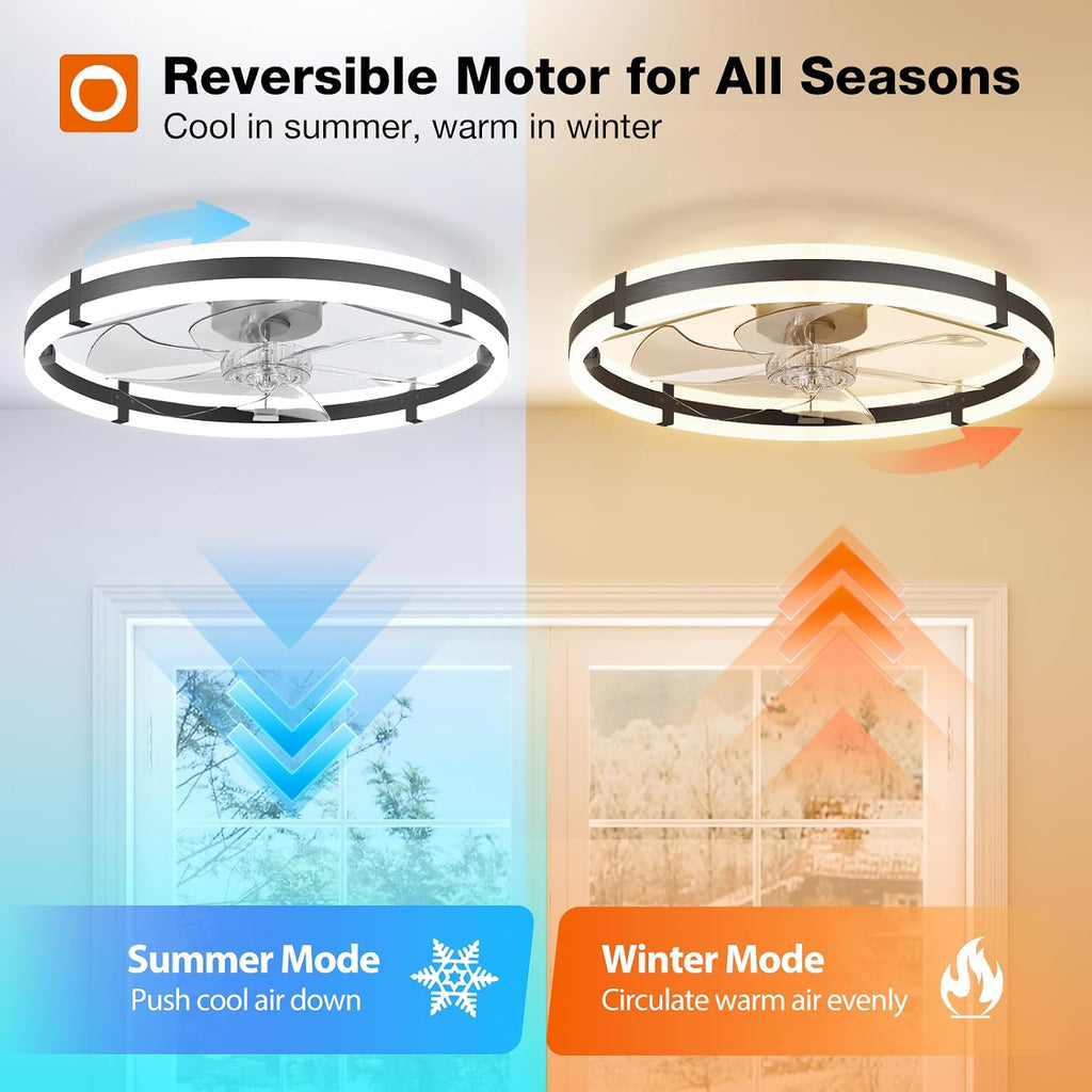 Black Low Profile Ceiling Fan Light