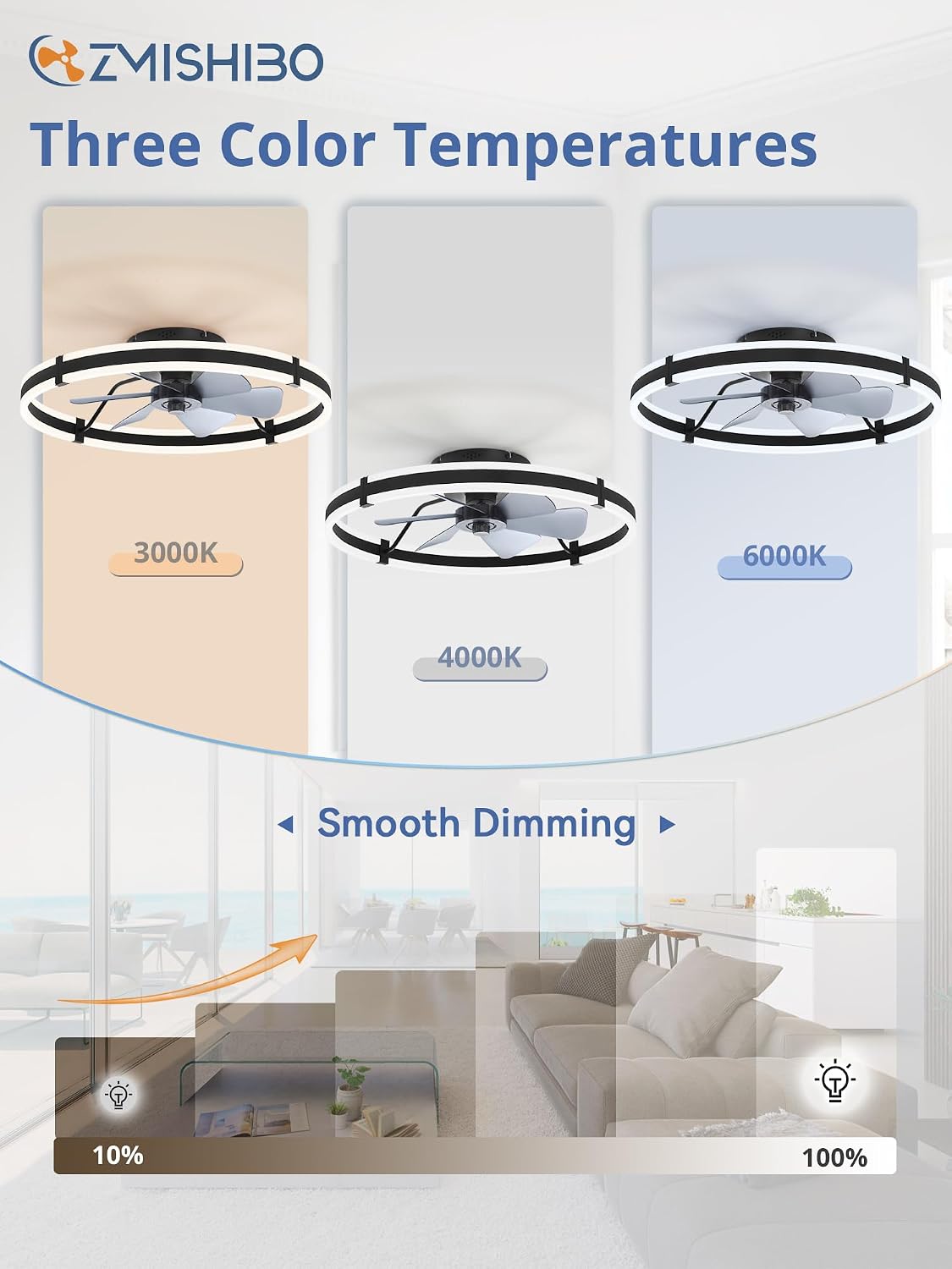Black Low Profile Ceiling Fan Light