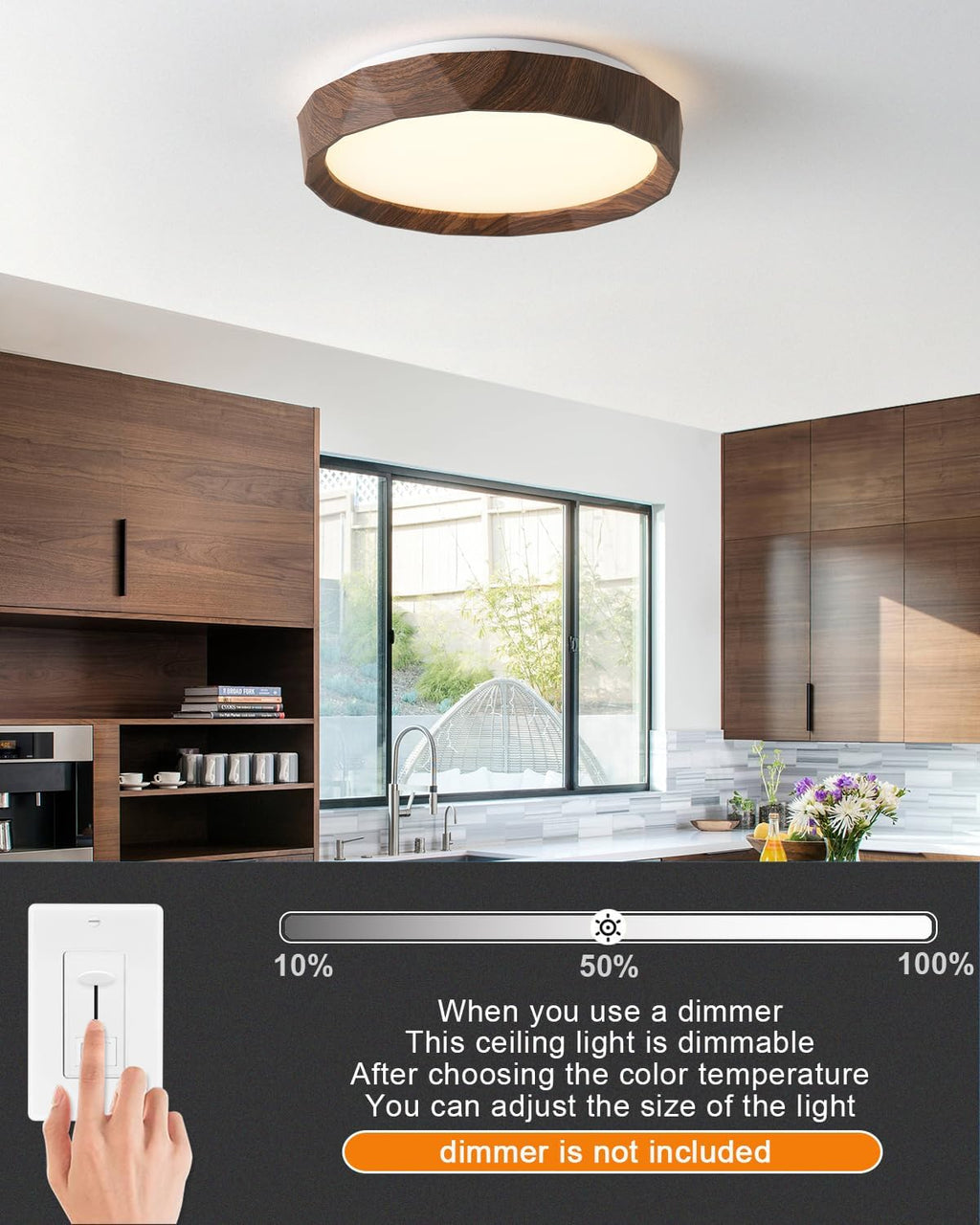 Wood Grain LED Ceiling Light