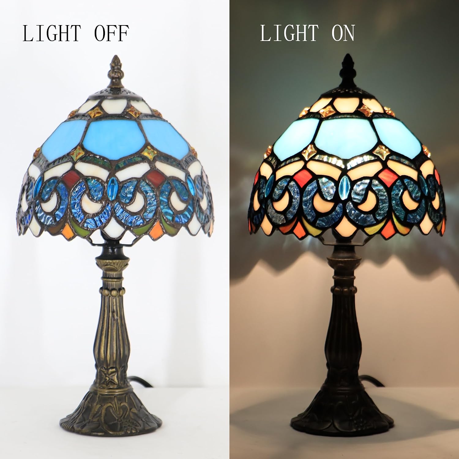 Small Tiffany Stained Glass Table Lamp