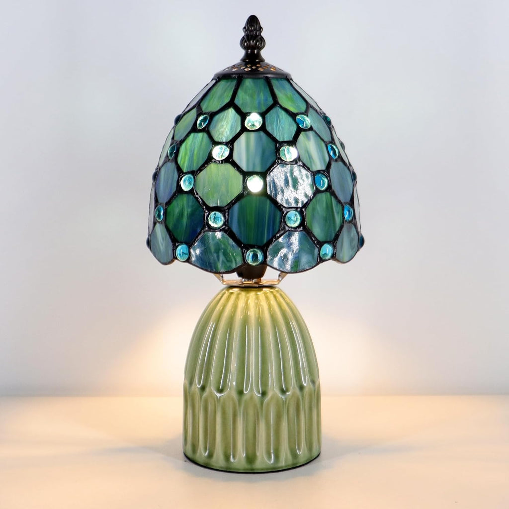 Blue Tiffany Mushroom Table Lamp