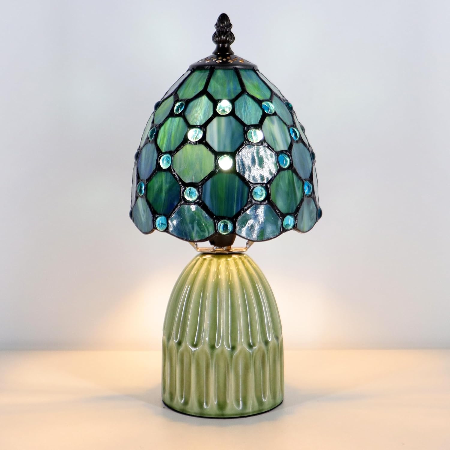 Blue Tiffany Mushroom Table Lamp