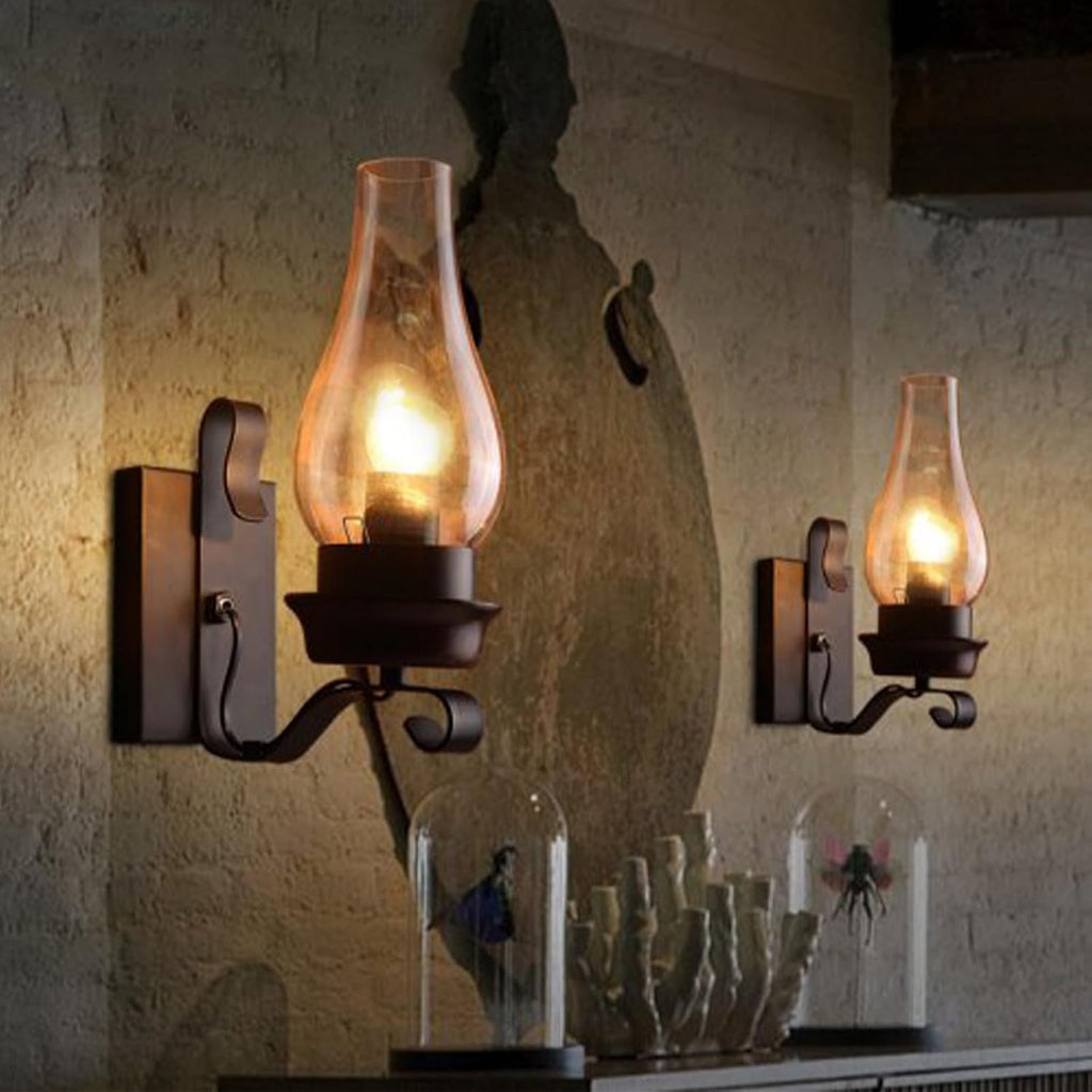 Rustic Glass Wall Sconces 2 Pack