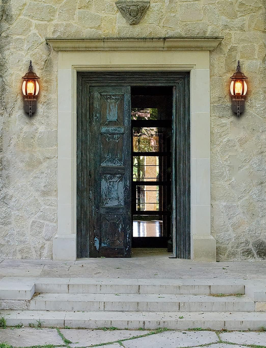 Black Outdoor Wall Lantern 2 Pack