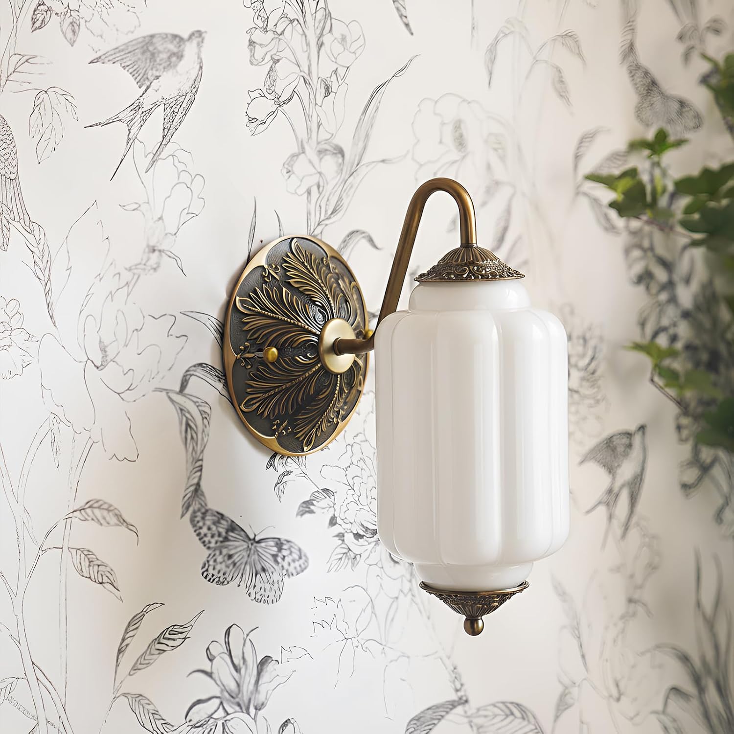 Gold Milk Glass Wall Sconce
